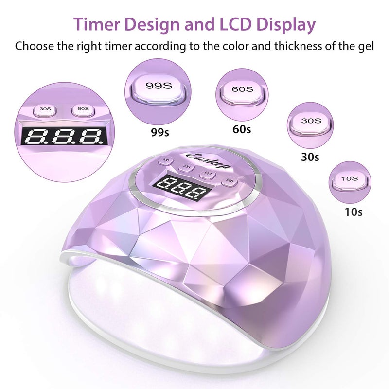Easkep UV Light for Nails Lamp - 86W UV LED Nail Lamp Gel Nail Polish Curing Dryer for Salon 4 Timer Setting Auto Sensor Machine (Taro) - Image 4